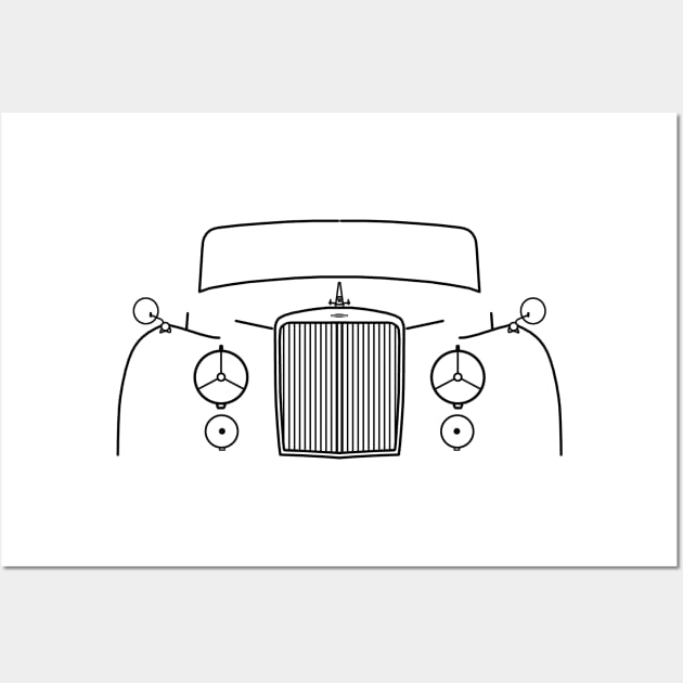 Armstrong Siddeley Sapphire 346 1950s classic British saloon car black outline graphic Wall Art by soitwouldseem